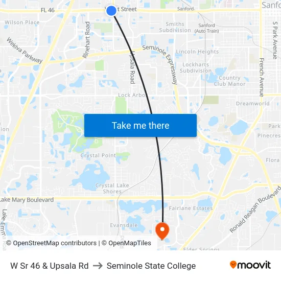 W Sr 46 & Upsala Rd to Seminole State College map