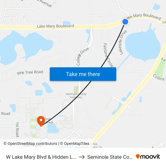 W Lake Mary Blvd & Hidden Lake Dr to Seminole State College map
