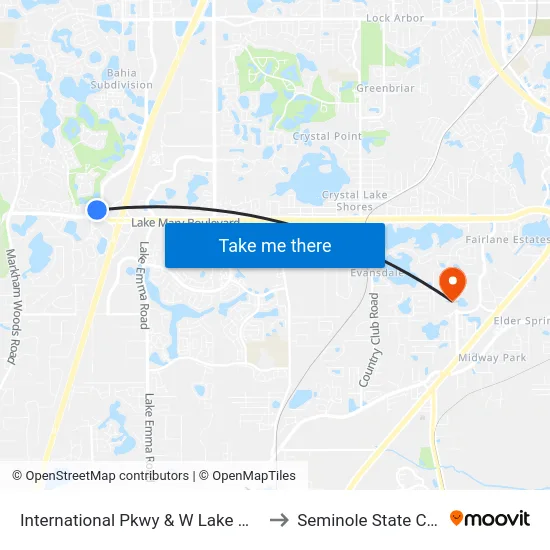 International Pkwy & W Lake Mary Blvd to Seminole State College map