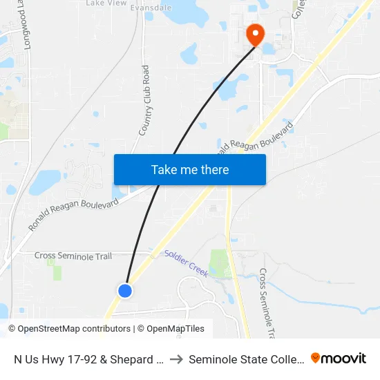 N Us Hwy 17-92 And Shepard Rd to Seminole State College map