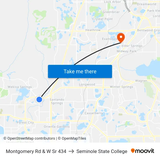 Montgomery Rd & W Sr 434 to Seminole State College map