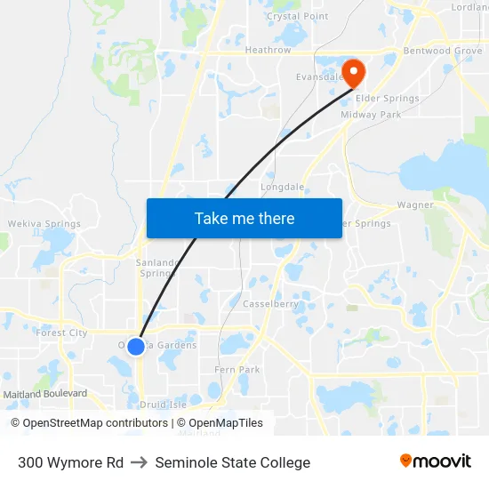 300 Wymore Rd to Seminole State College map