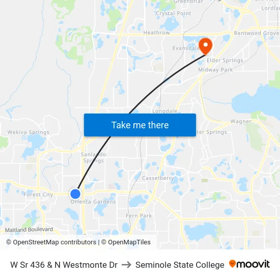 W Sr 436 & N Westmonte Dr to Seminole State College map