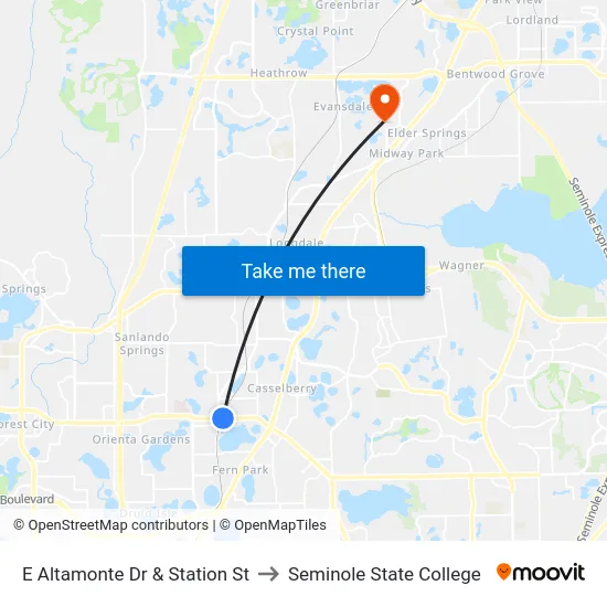 E Altamonte Dr & Station St to Seminole State College map