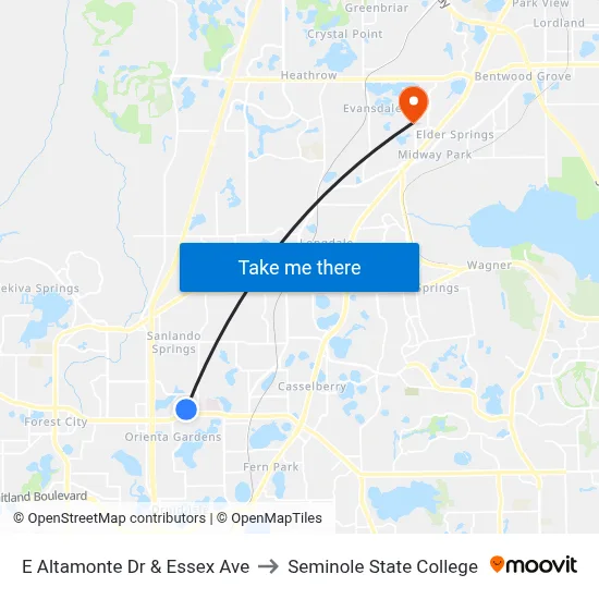 E Altamonte Dr & Essex Ave to Seminole State College map