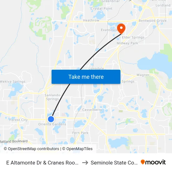 E Altamonte Dr & Cranes Roost Blvd to Seminole State College map