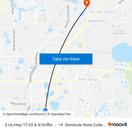 S Us Hwy 17-92 & N Griffin Dr to Seminole State College map