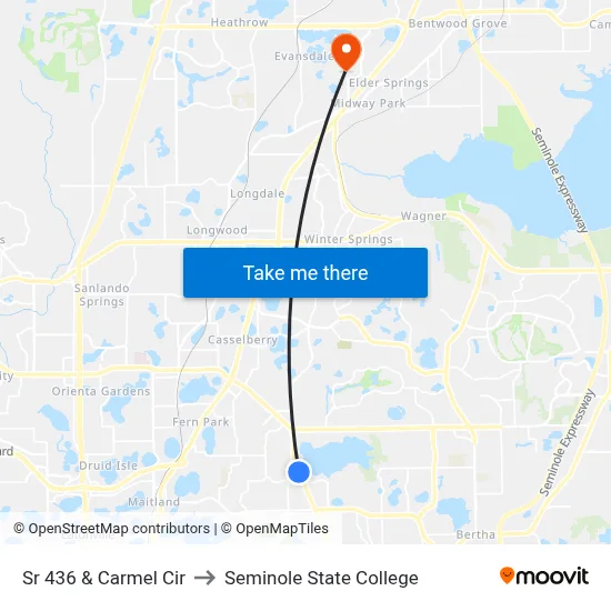Sr 436 & Carmel Cir to Seminole State College map