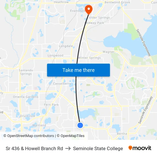 Sr 436 & Howell Branch Rd to Seminole State College map