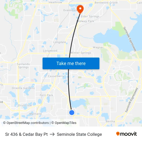 Sr 436 & Cedar Bay Pt to Seminole State College map