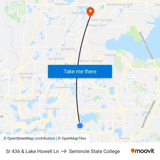 Sr 436 & Lake Howell Ln to Seminole State College map