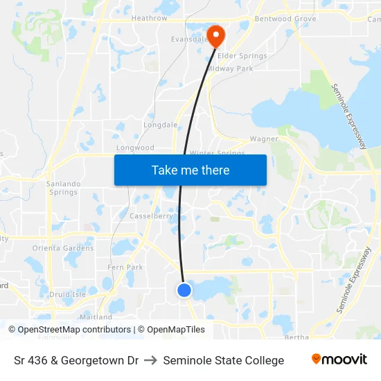 Sr 436 & Georgetown Dr to Seminole State College map