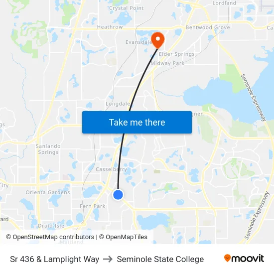 Sr 436 & Lamplight Way to Seminole State College map
