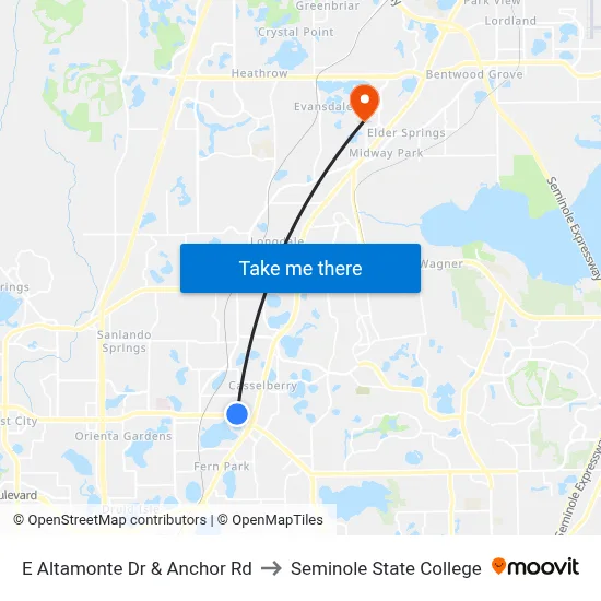 E Altamonte Dr & Anchor Rd to Seminole State College map