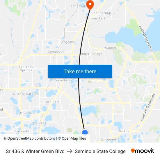 Sr 436 & Winter Green Blvd to Seminole State College map