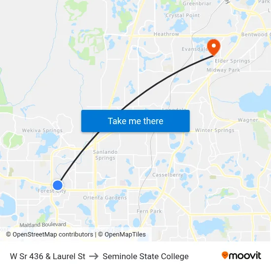 W Sr 436 & Laurel St to Seminole State College map