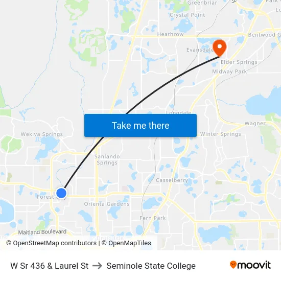 W Sr 436 & Laurel St to Seminole State College map