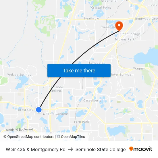 W Sr 436 & Montgomery Rd to Seminole State College map