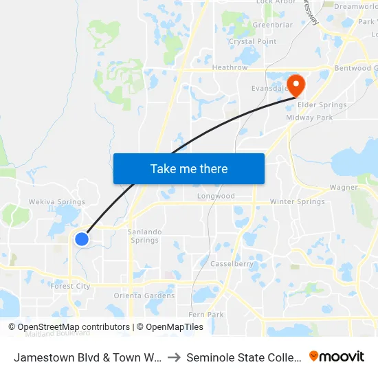 Jamestown Blvd & Town Way to Seminole State College map