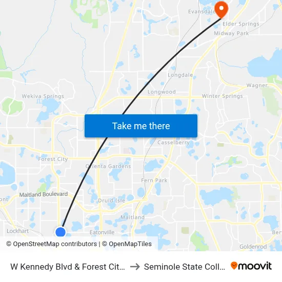 W Kennedy Blvd & Forest City Rd to Seminole State College map