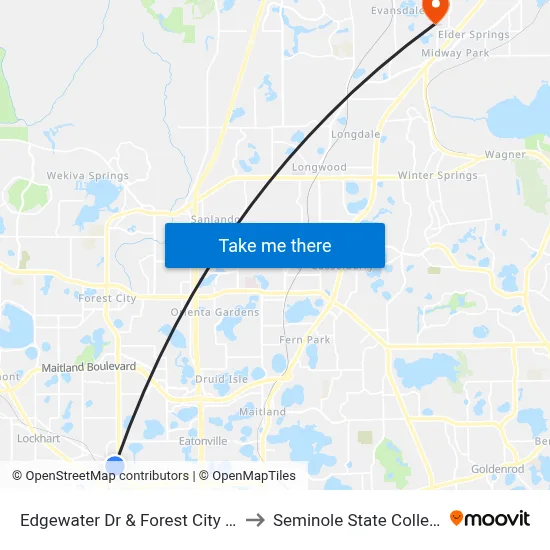 Edgewater Dr & Forest City Rd to Seminole State College map