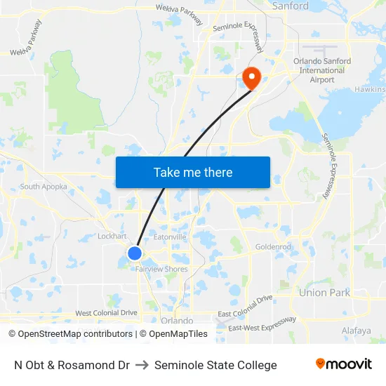 N Orange Blossom Trl & Rosamond Dr to Seminole State College map