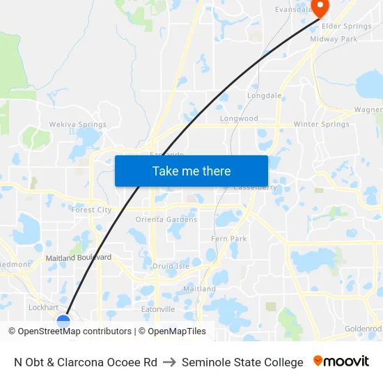 N Orange Blossom Trl & Clarcona Ocoee Rd to Seminole State College map