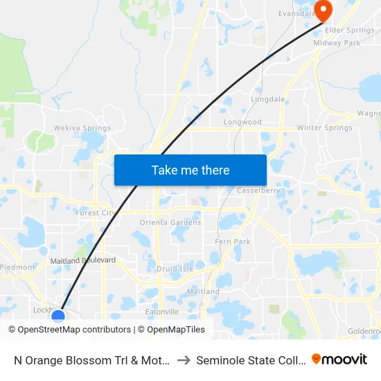N Orange Blossom Trl & Mott Ave to Seminole State College map