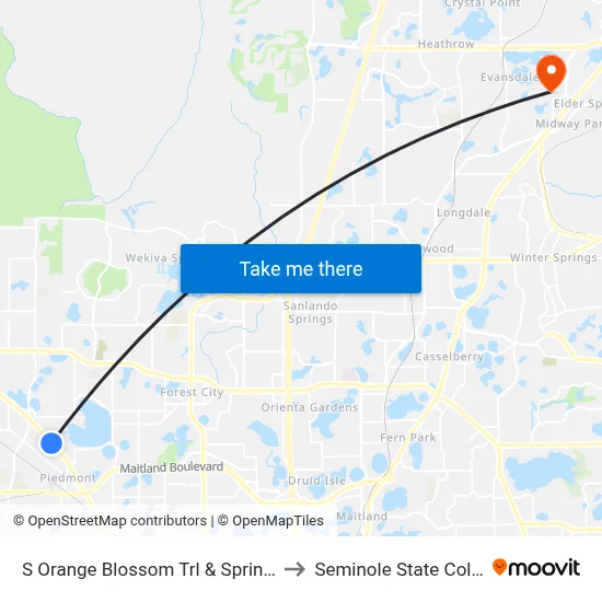 S Orange Blossom Trl & Sprint Blvd to Seminole State College map