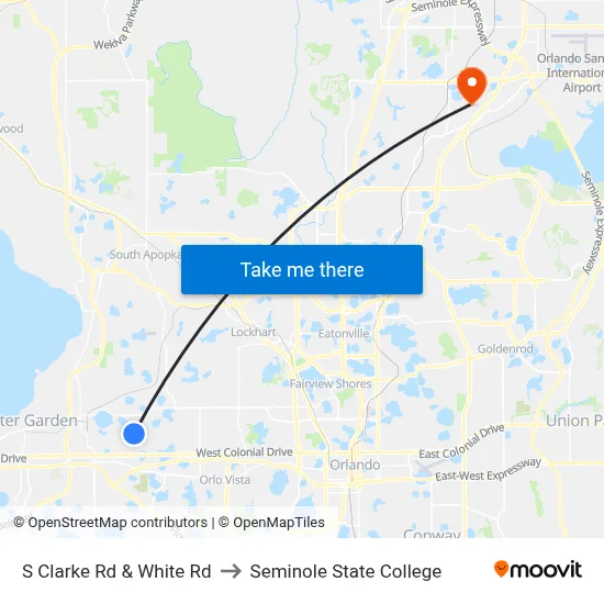 S Clarke Rd & White Rd to Seminole State College map