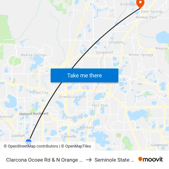Clarcona Ocoee Rd & N Orange Blossom Trl to Seminole State College map