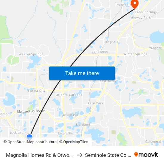 Magnolia Homes Rd & Orwood Rd to Seminole State College map