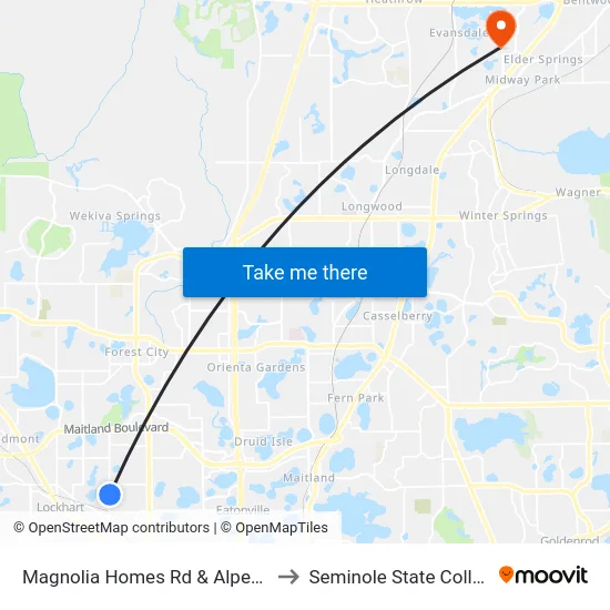 Magnolia Homes Rd & Alpert Dr to Seminole State College map
