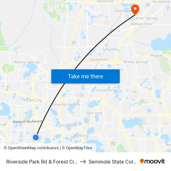 Riverside Park Rd & Forest City Rd to Seminole State College map