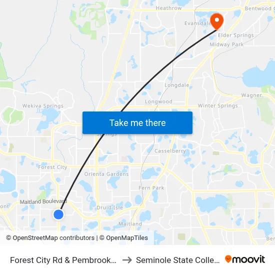 Forest City Rd & Pembrook Dr to Seminole State College map