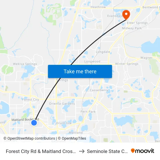 Forest City Rd & Maitland Crossing Way to Seminole State College map