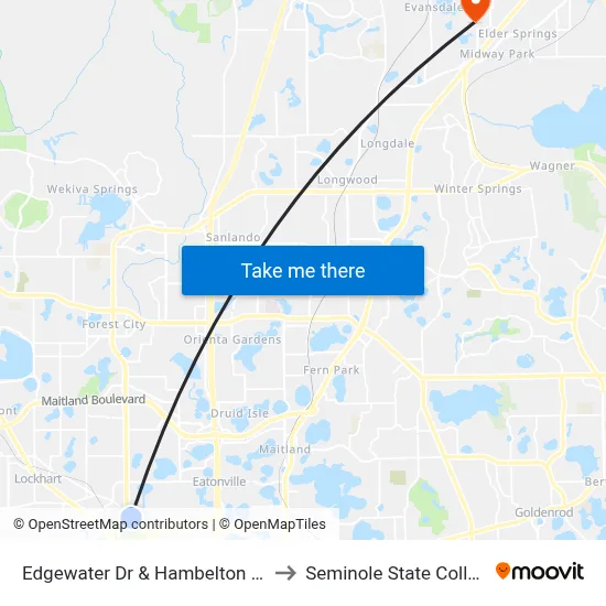 Edgewater Dr & Hambelton Ave to Seminole State College map