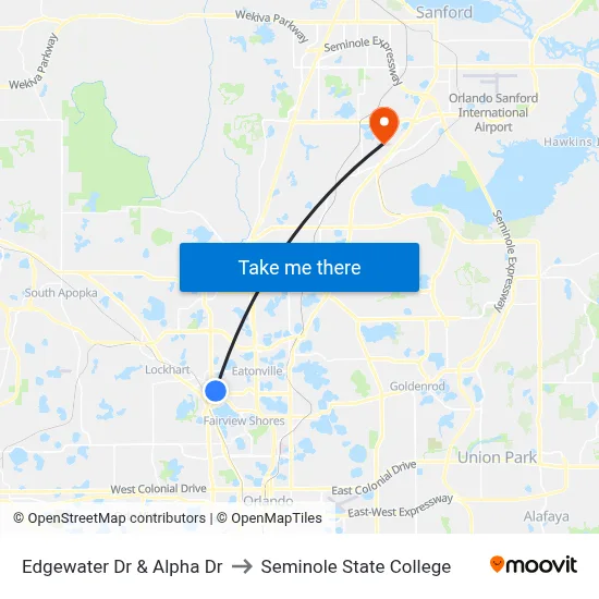 Edgewater Dr & Alpha Dr to Seminole State College map