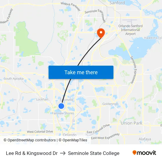 Lee Rd & Kingswood Dr to Seminole State College map