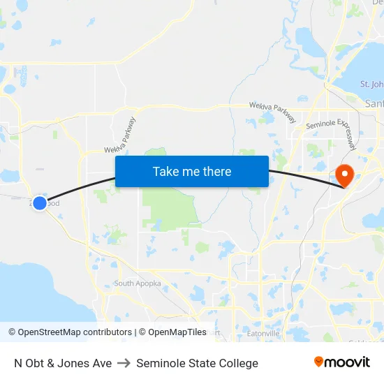 N Orange Blossom Trl & Jones Ave to Seminole State College map