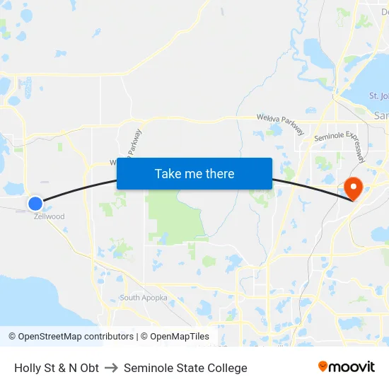 Holly St & N Orange Blossom Trl to Seminole State College map
