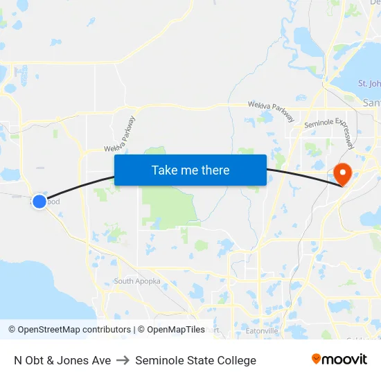 N Orange Blossom Trl & Jones Ave to Seminole State College map
