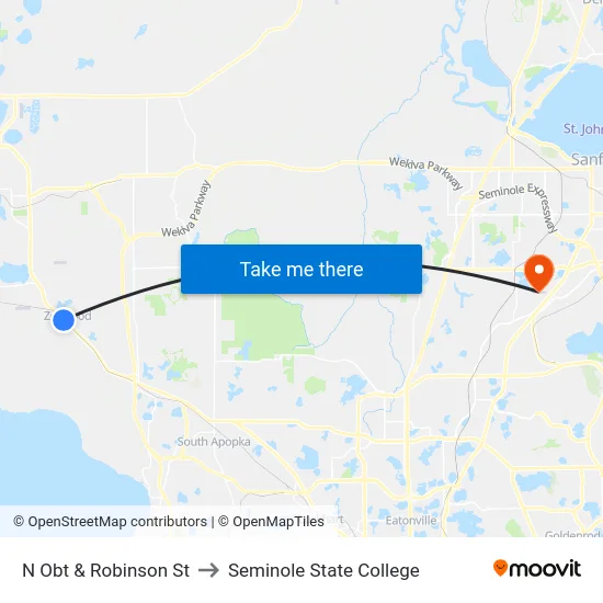 N Orange Blossom Trl & Robinson St to Seminole State College map
