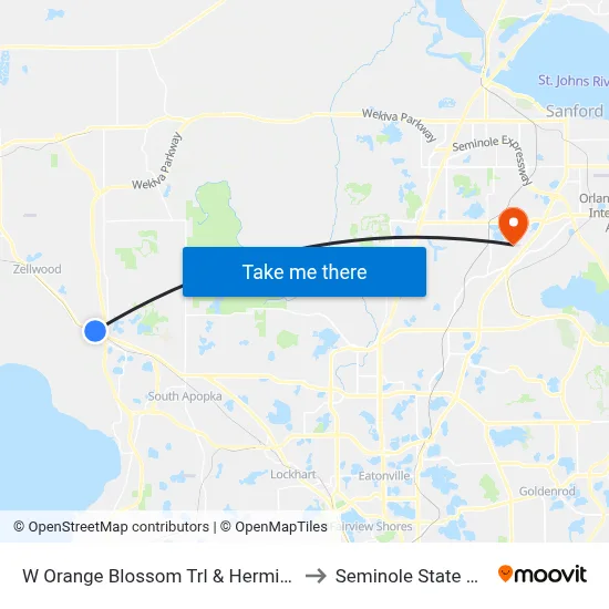 W Orange Blossom Trl & Hermit Smith Rd to Seminole State College map