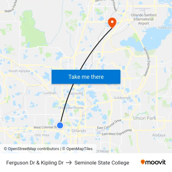 Ferguson Dr & Kipling Dr to Seminole State College map