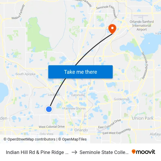 Indian Hill Rd & Pine Ridge Rd to Seminole State College map