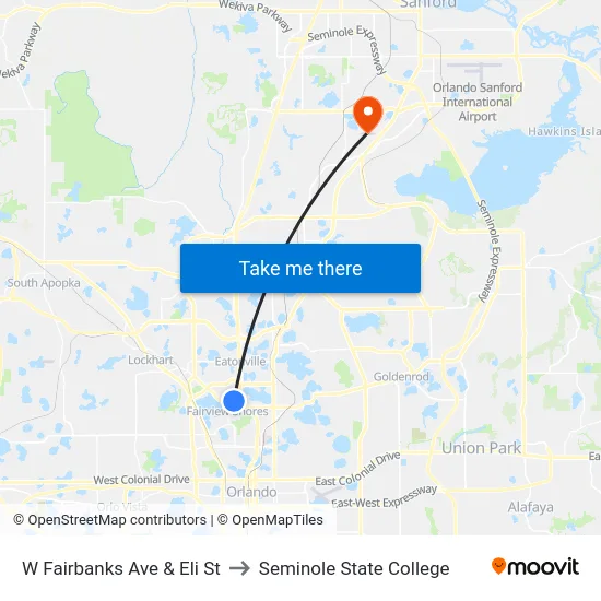 W Fairbanks Ave & Eli St to Seminole State College map