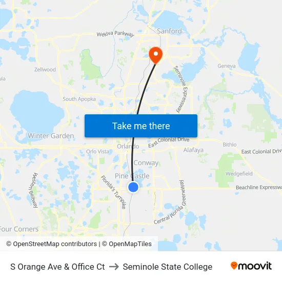 S Orange Ave And Office Ct to Seminole State College map