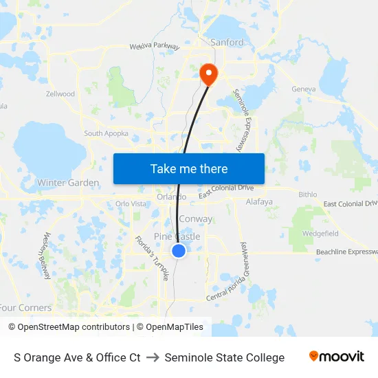 S Orange Ave & Office Ct to Seminole State College map