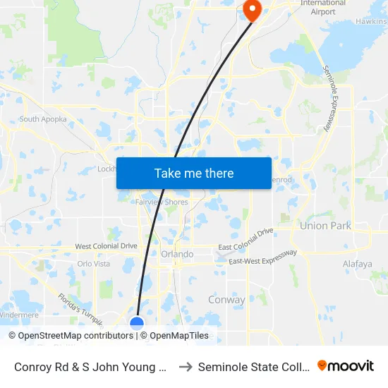 Conroy Rd & S John Young Pkwy to Seminole State College map